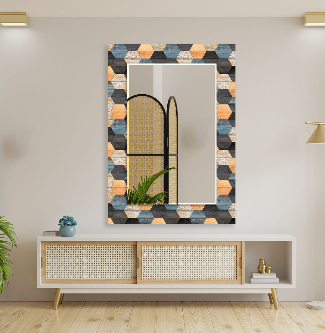 Wooden Orange Black Wall Mirror unique mirrors
