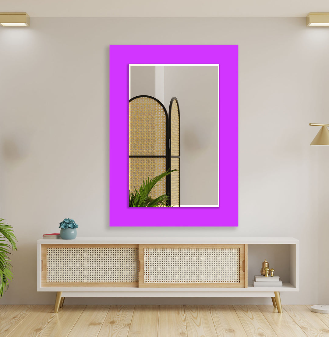 Shiny Purple Round Wall Mirror white mirror
