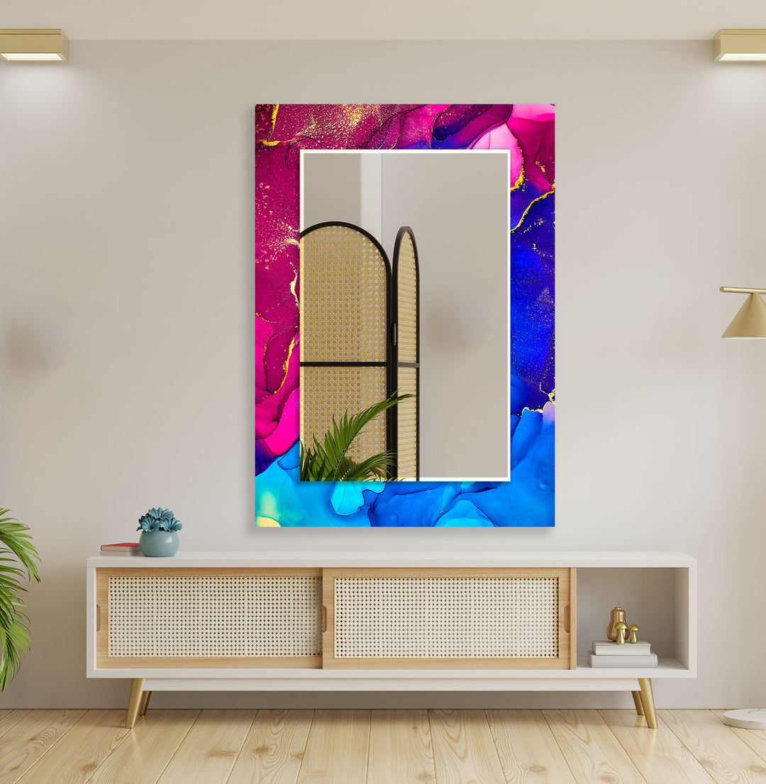 Pink & Blue Wall Mirror Decorative Mirror
