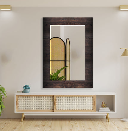 Abstract Tempered Glass Wall Mirror