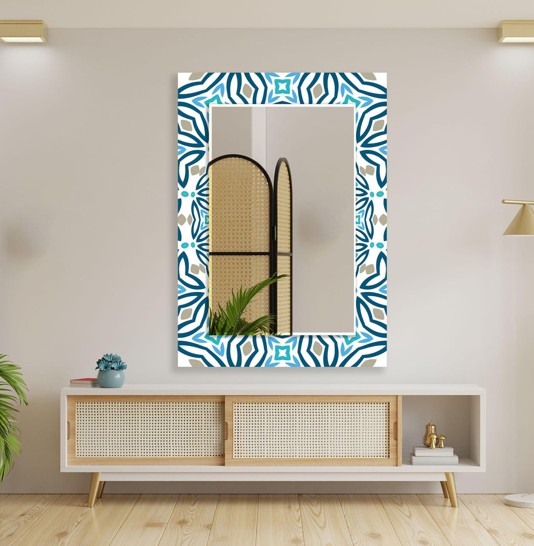 Blue Mosaic Lines Wall Mirrors Bedroom Wall Mirror
