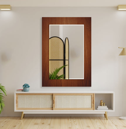 Dark Brown Wood Wall Mirror