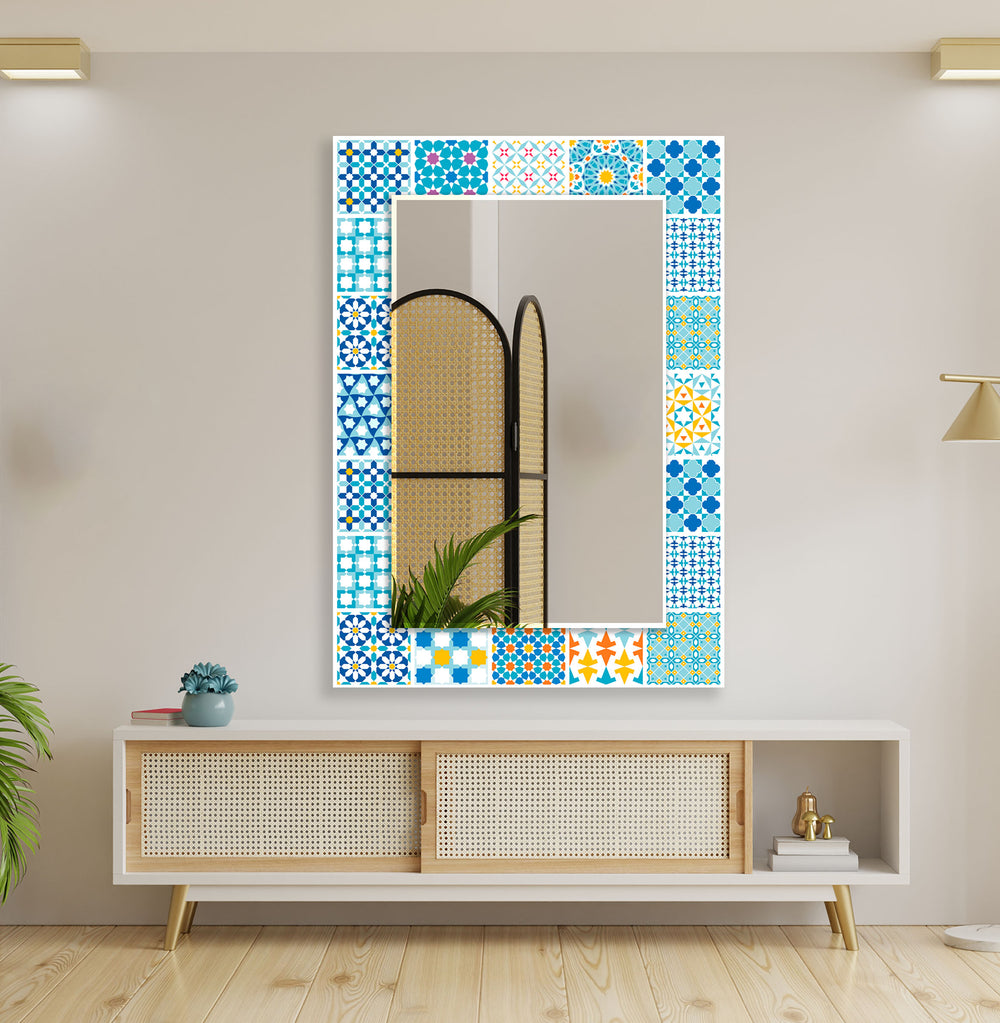 Mosaic Blue Wall Mirror Square Wall Mirror