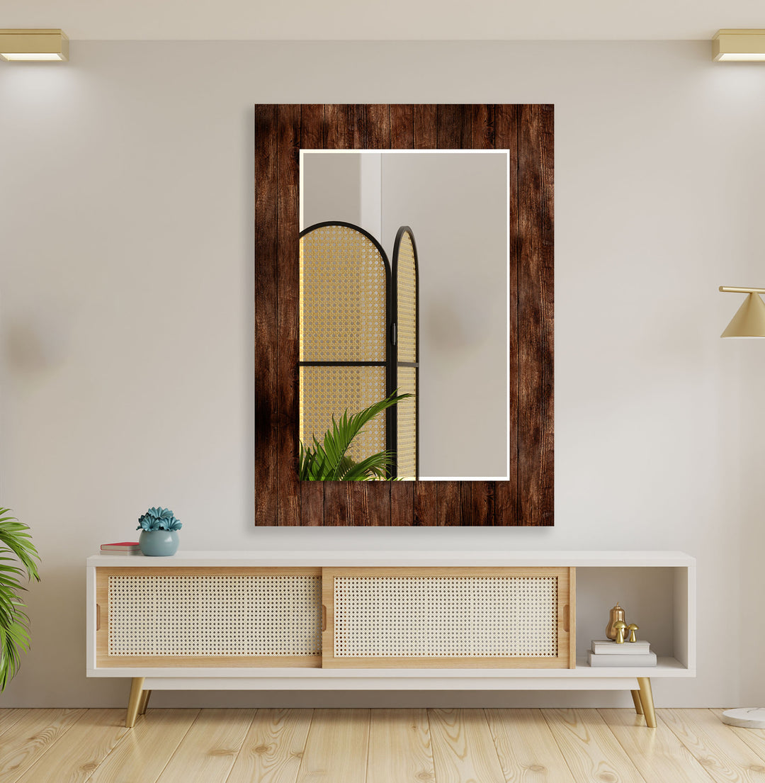 Brown Wood Wall Mirrors Gold Mirror
