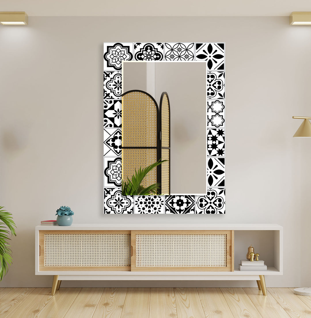 Black White Mosaic Wall Mirror