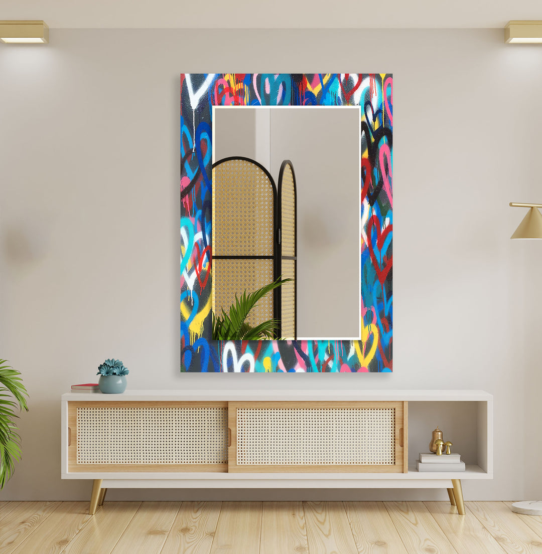 Abstract Colorful Graffiti Wall Mirror Rectangle Mirror
