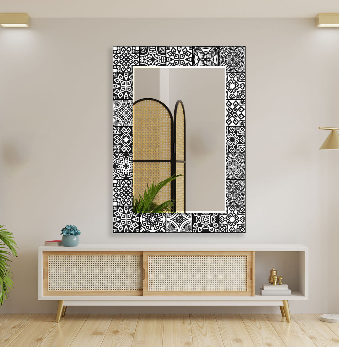 Black White Vintage Mosaic Wall Mirror wall decorative mirror
