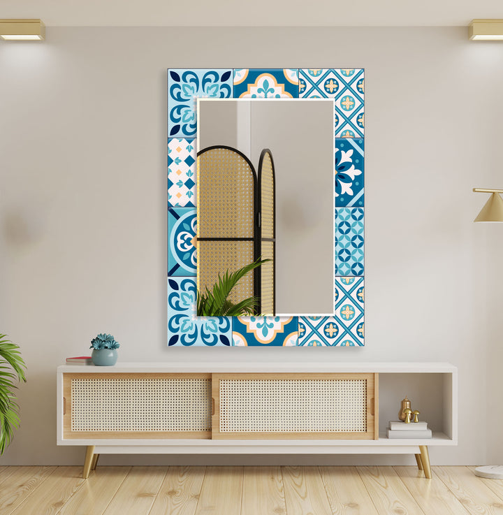 Mosaic Blue Design Wall Mirror Red Wall Mirror
