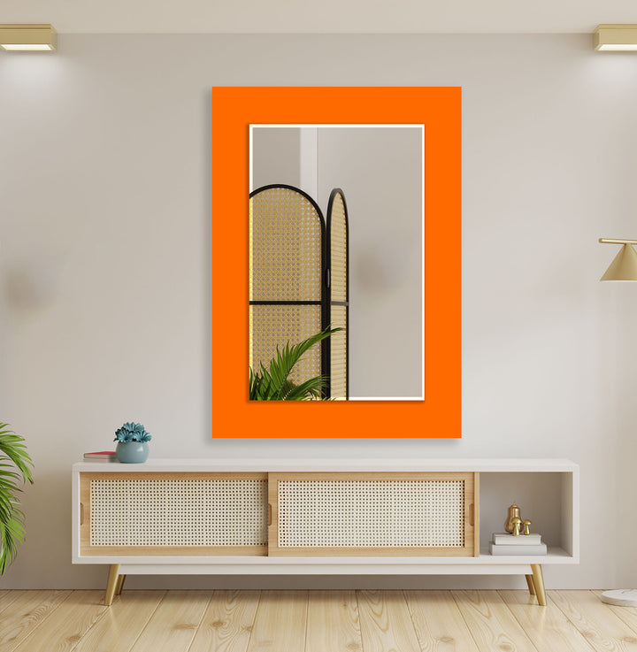 Orange Solid Color Wall Mirrors Dining Room Wall Mirror
