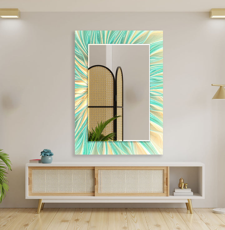 Green & Beige Wall Mirrors mirror with frame
