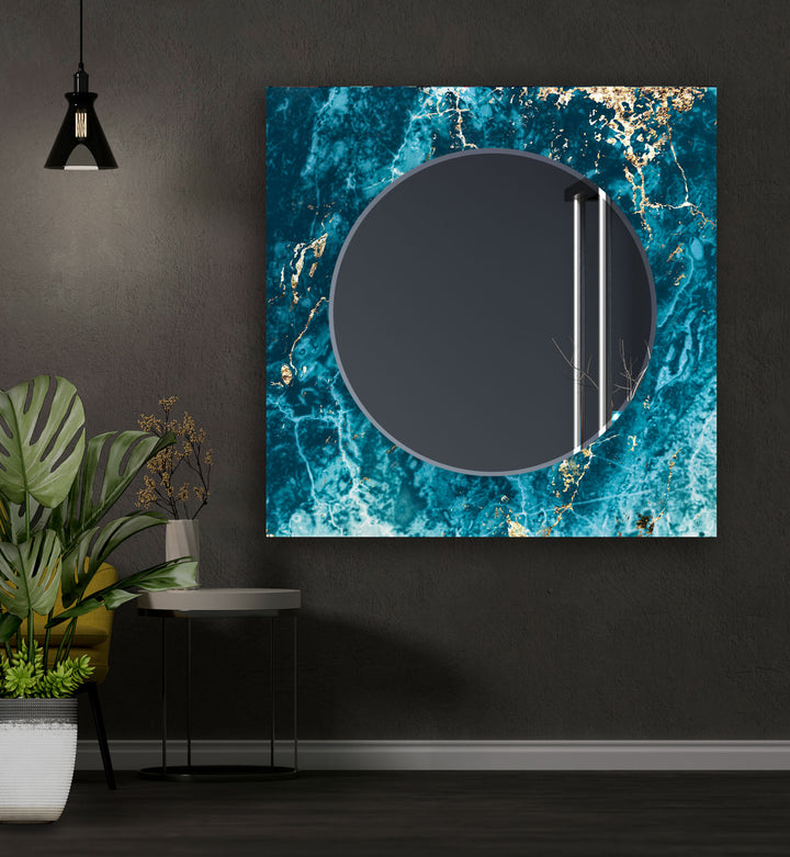 Turquoise and Golden Details Wall Mirror