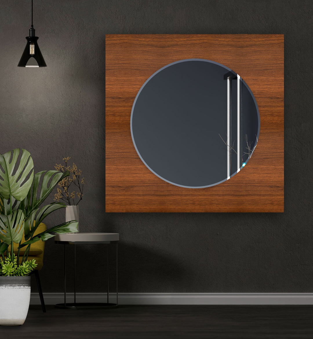 Dark Brown Wooden Design Wall Mirrors Entryway Mirror
