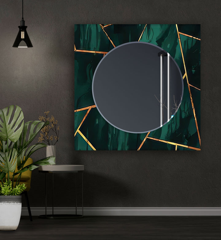 Green Geometric Shapes Wall Mirror large wall mirror
