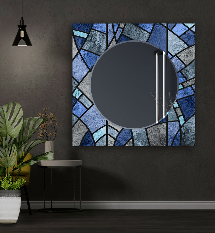 Blue Stained Wall Mirrors Gold Wall Mirror
