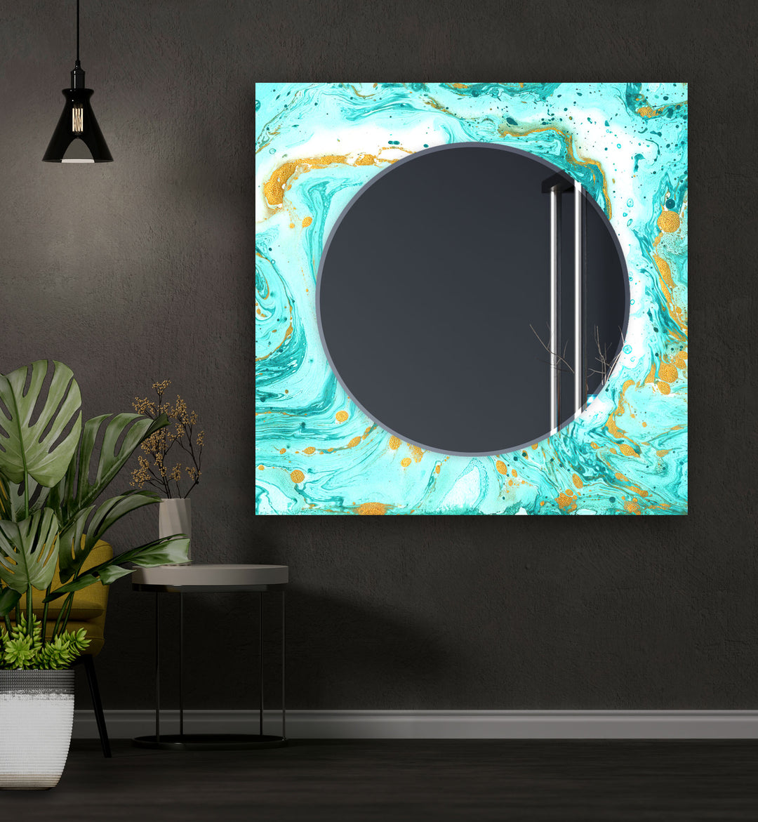 Turquoise Marble Wall Mirror Dining Room Mirror
