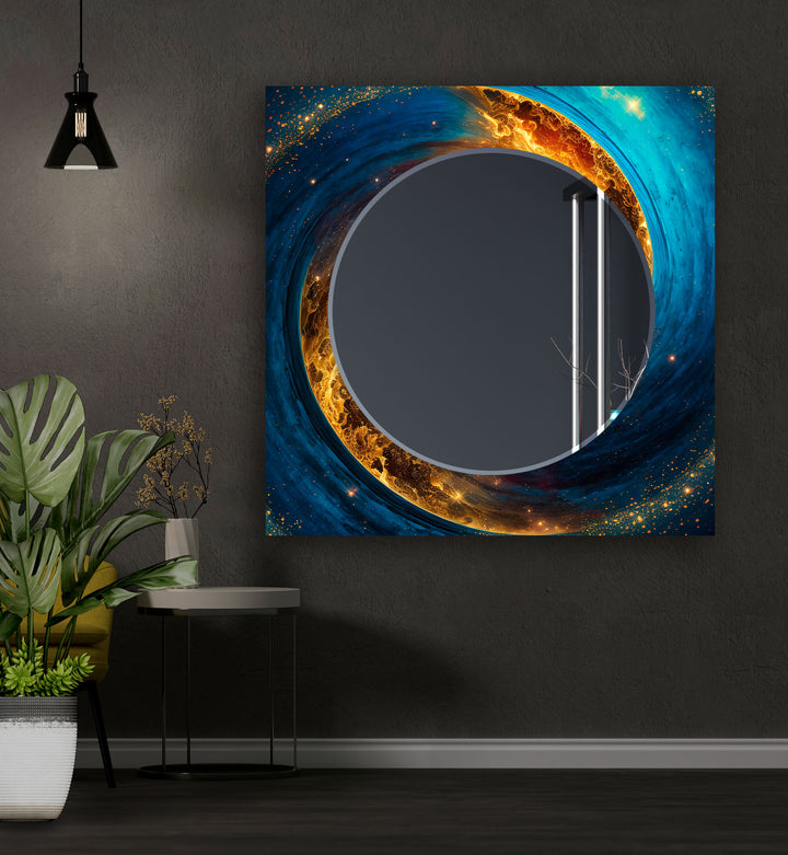 Abstract Space Wall Mirror gold floor mirror
