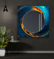 Abstract Tempered Glass Wall Mirror