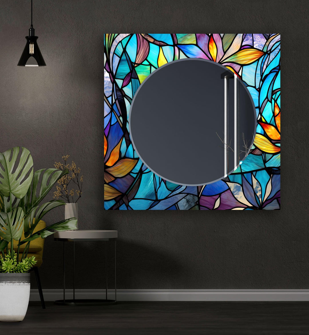 Vivid Colored Leafs Wall Mirrors Rectangle Wall Mirror
