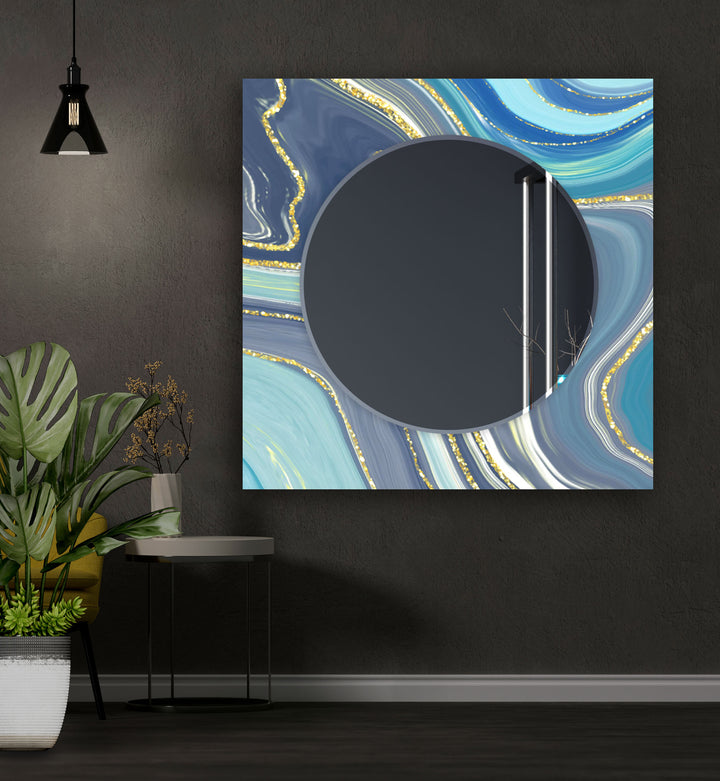 Abstract Blue Wall Mirror gold wall mirror
