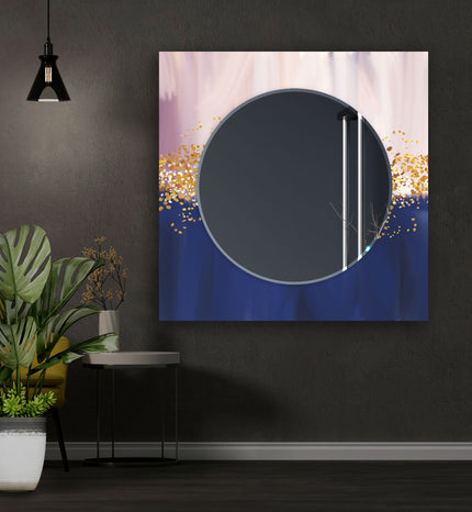 Abstract Tempered Glass Wall Mirror