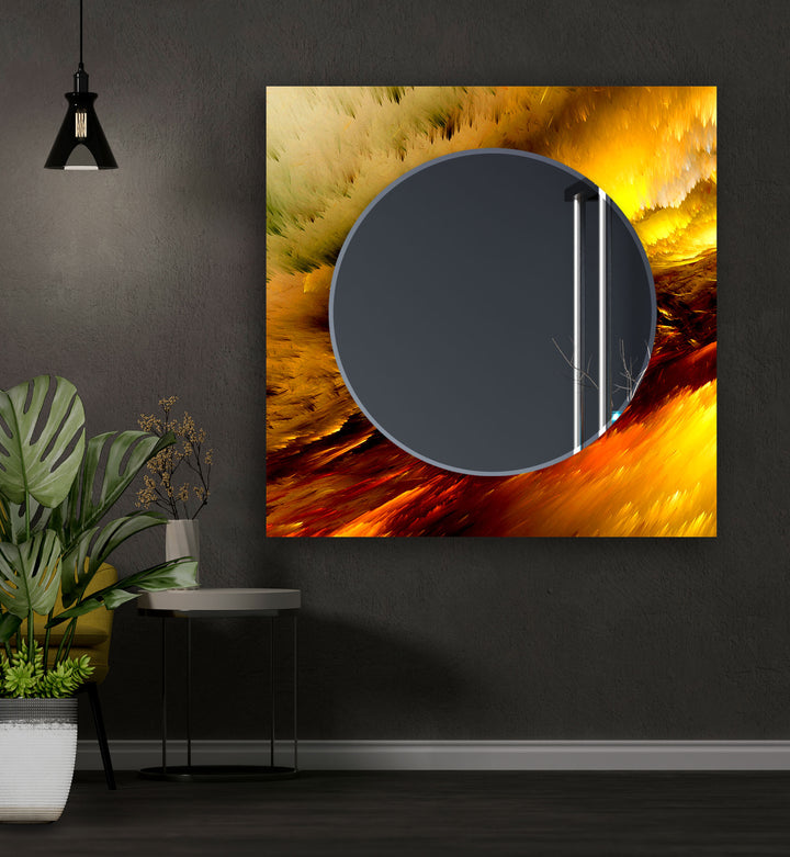 Orange & Beige Abstract Wall Mirrors big wall mirror
