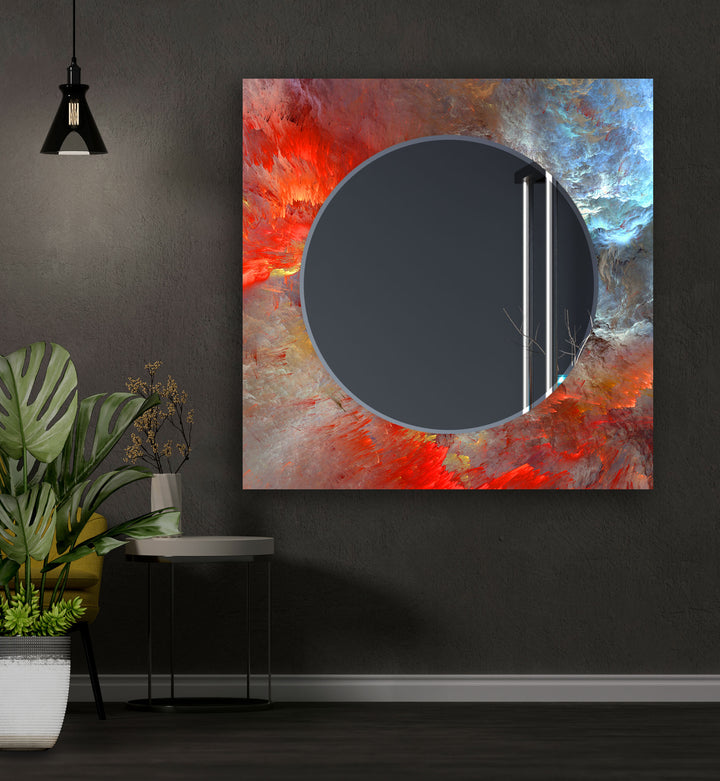 Red & Blue Abstract Wall Mirrors mirror black
