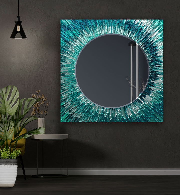 Light Blue Round Wall Mirror Small Wall Mirror
