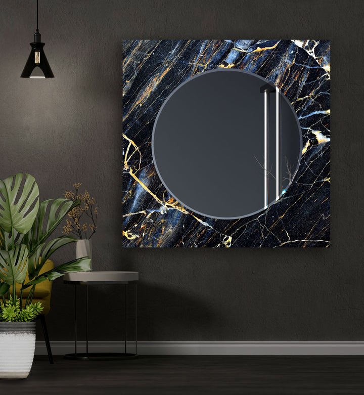 Dark Marble Abstract Wall Mirrors Square Wall Mirror
