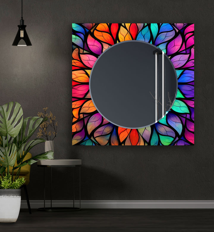 Stained Flower Wall Mirror gold wall mirror
