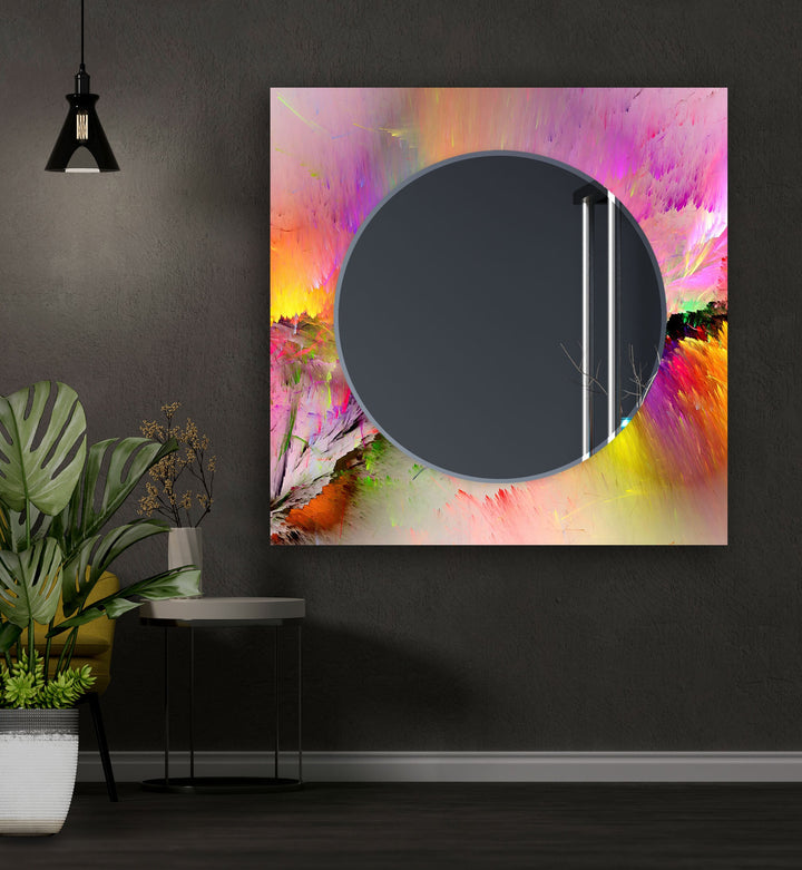 Pink Orange Abstract Wall Mirror Black Wall Mirror
