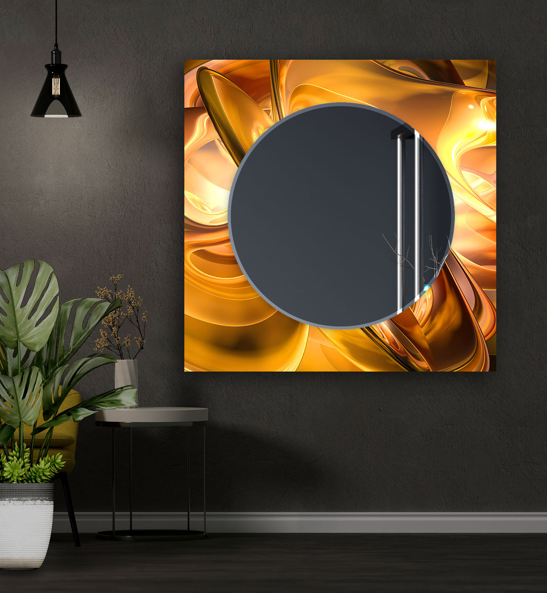 Caramel Color Lines Abstract Wall Mirror Large Wall Mirror
