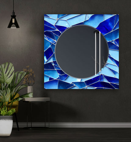 Abstract Tempered Glass Wall Mirror