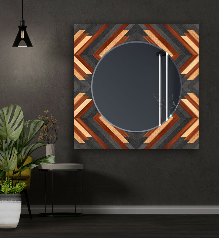 Wood Pattern Black Wall Mirror dining room mirror
