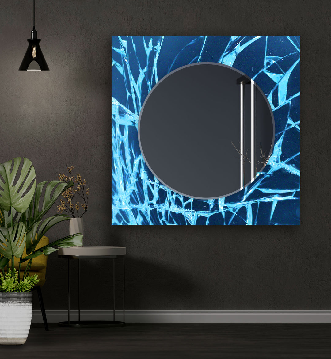 Blue Fragmented Abstract Wall Mirror unique mirrors
