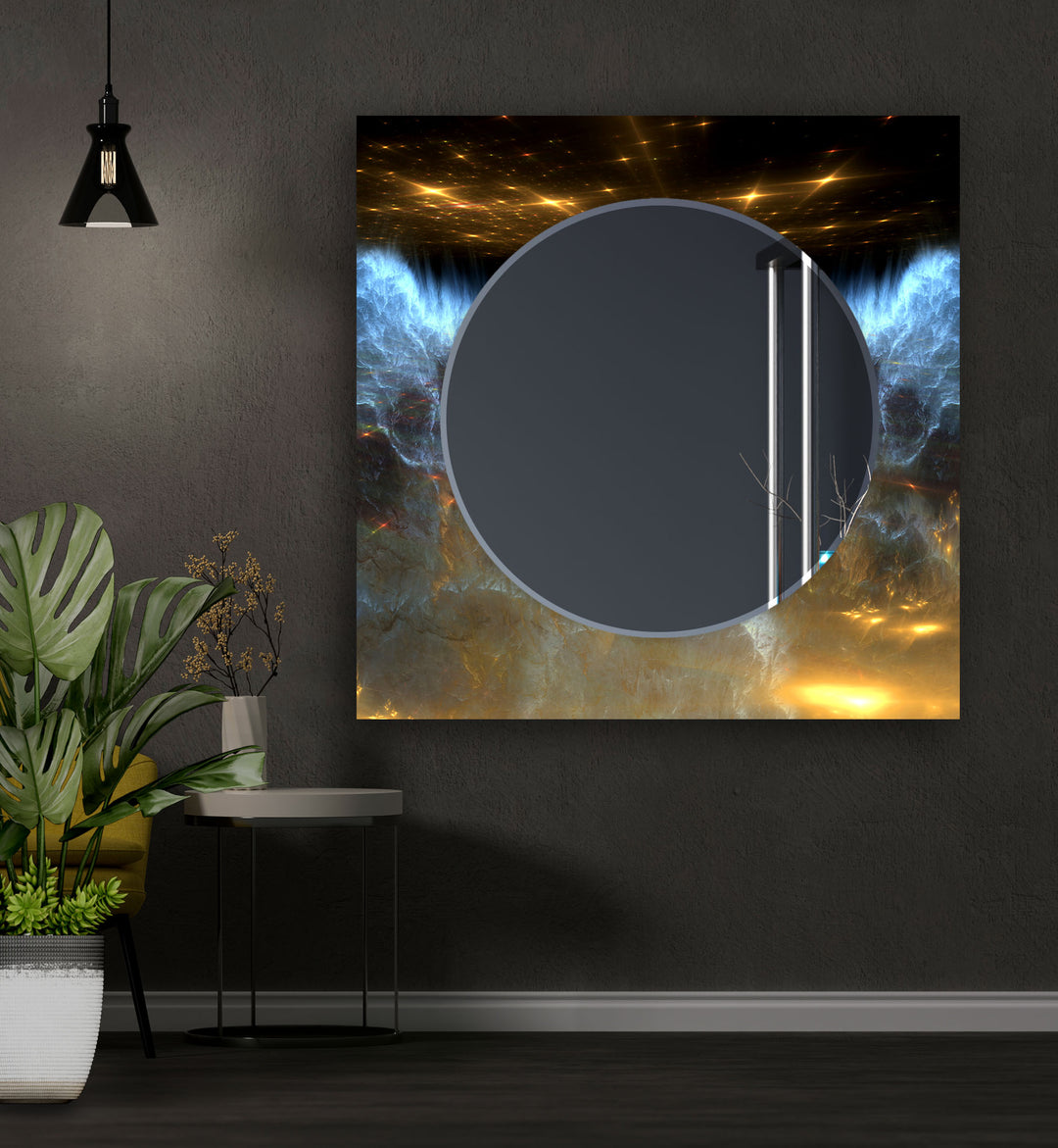 Black Gold Space Wall Mirror Round Mirror
