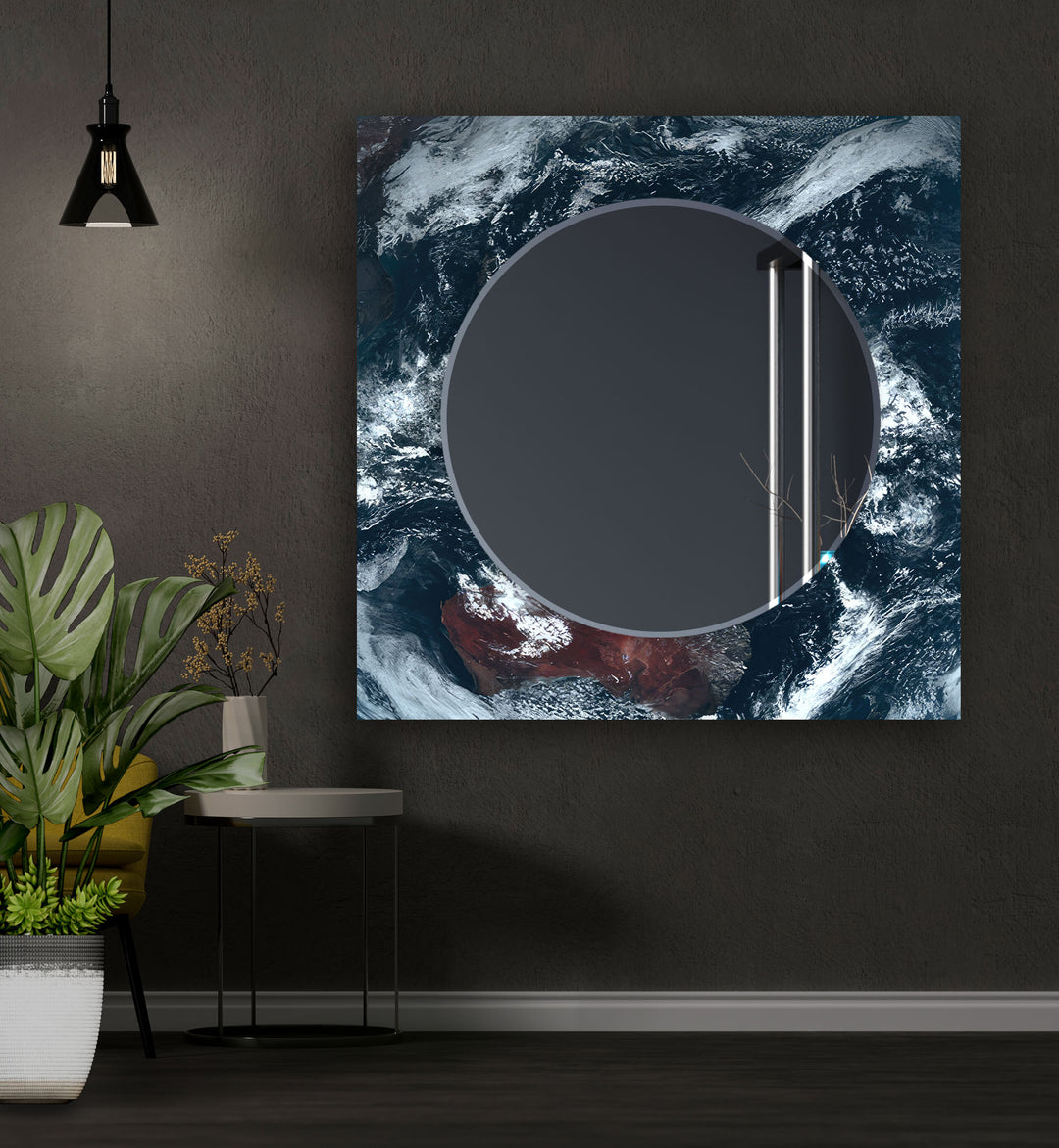 Black Sea Wave Wall Mirror Abstract Mirror
