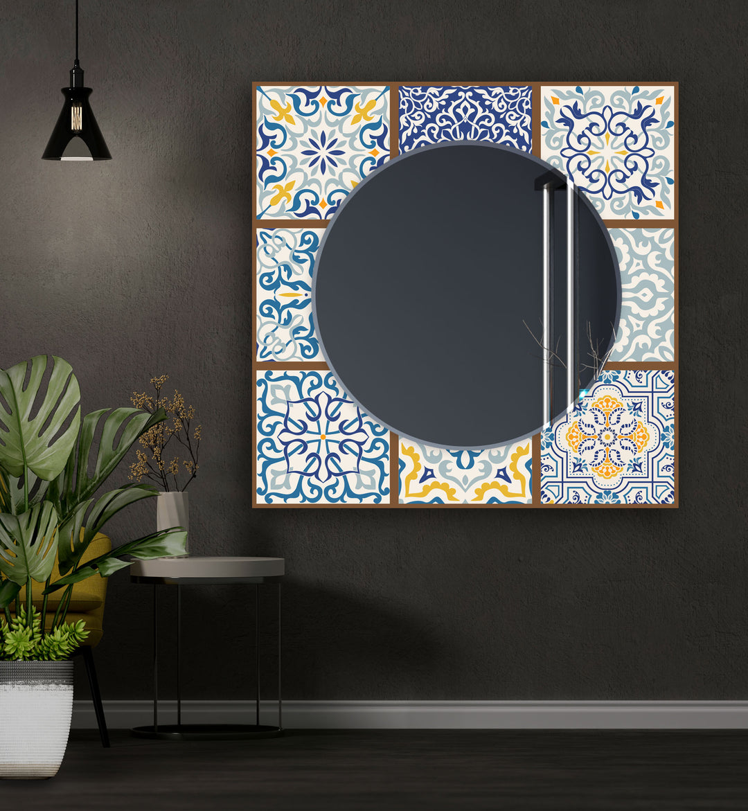 Brown & Blue Mosaic Wall Mirror backlit mirror
