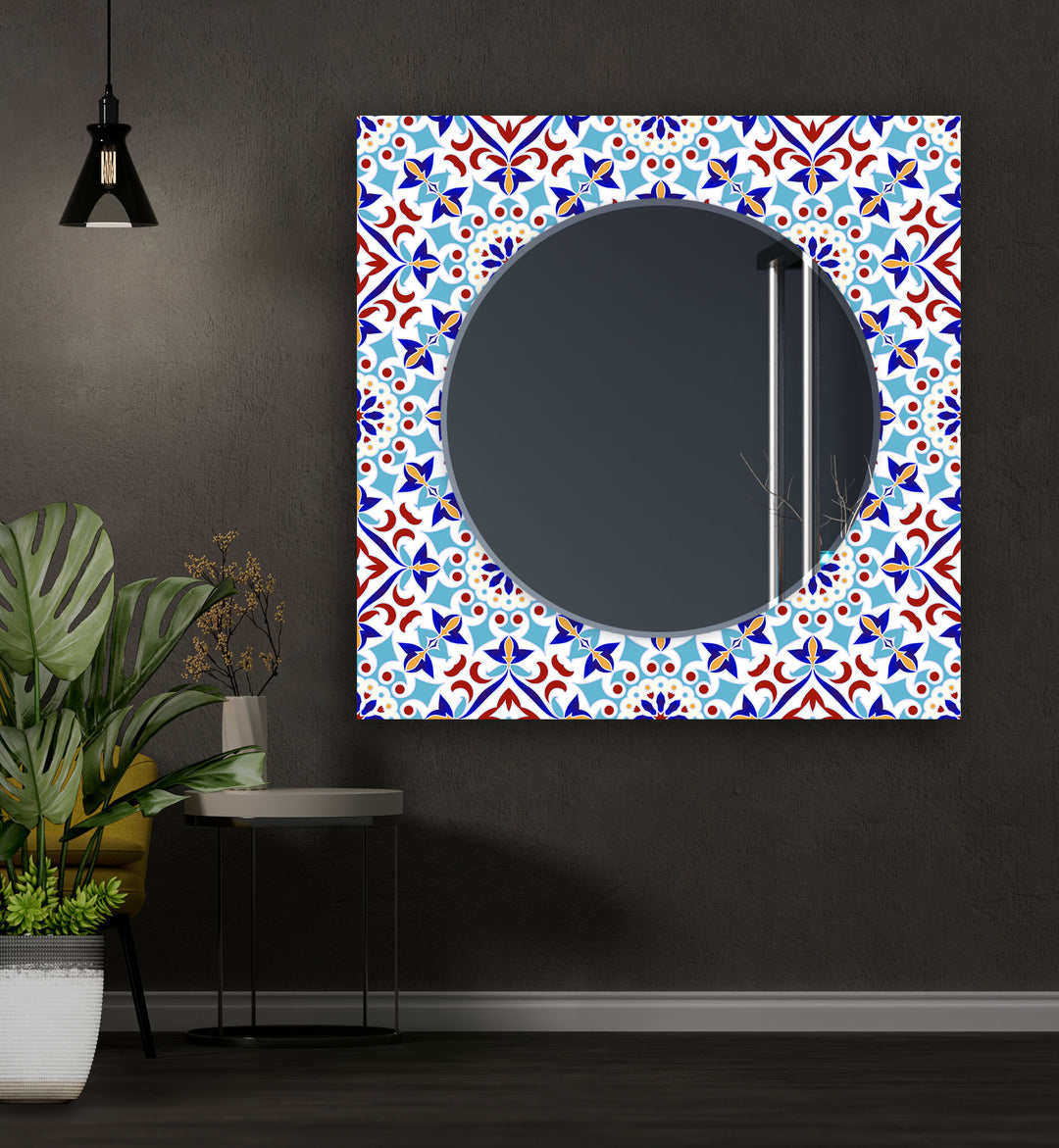 Colored Mosaic Design Wall Mirror Blue Mirror
