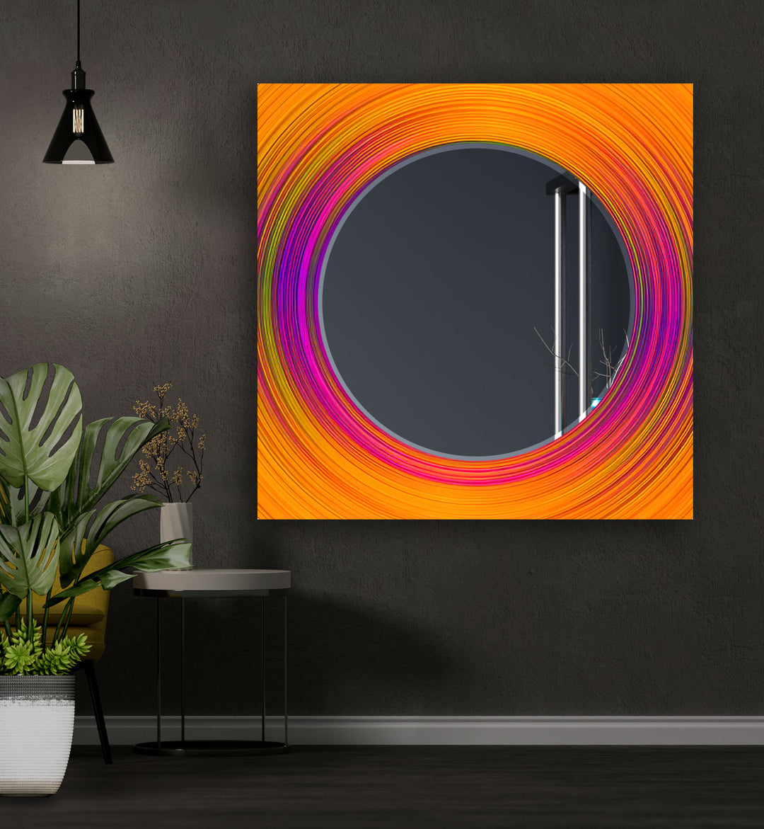 Orange & Pink Circles Wall Mirrors Rectangle Mirror
