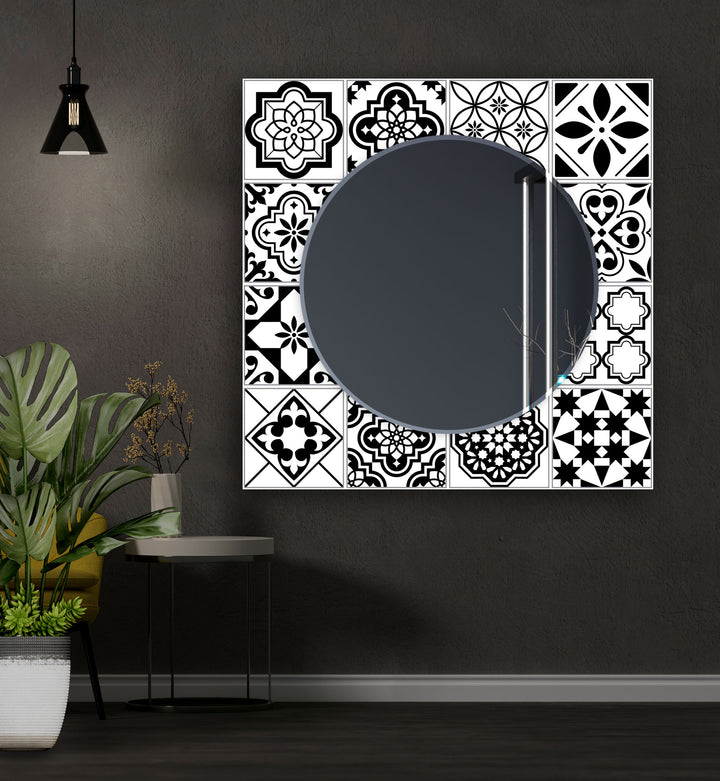 Black White Mosaic Wall Mirror