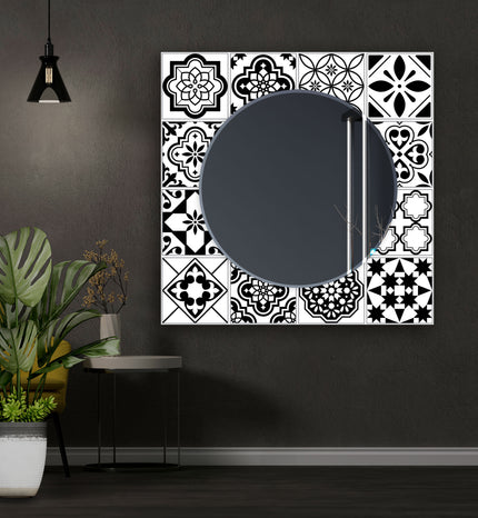 Black White Mosaic Wall Mirror