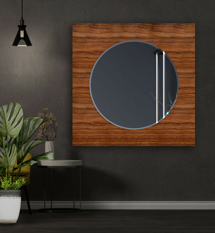 Brown Wood Wall Mirror