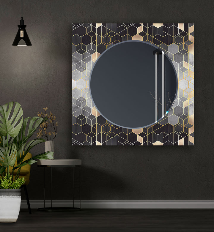 Grey Hexagon Wall Mirror mirror art
