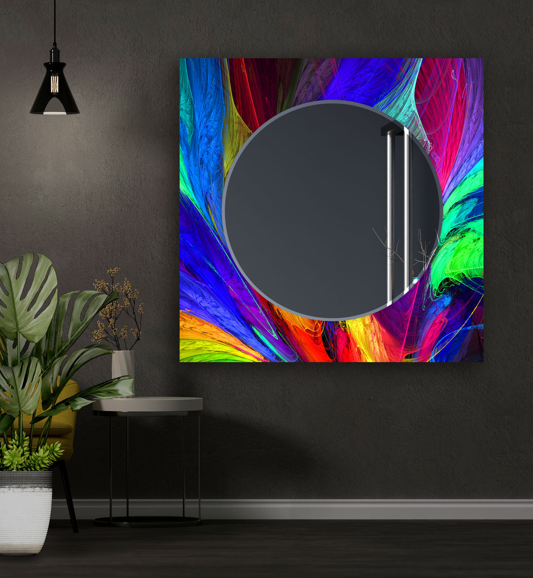 Abstract Neon Wall Mirror Large Wall Mirror
