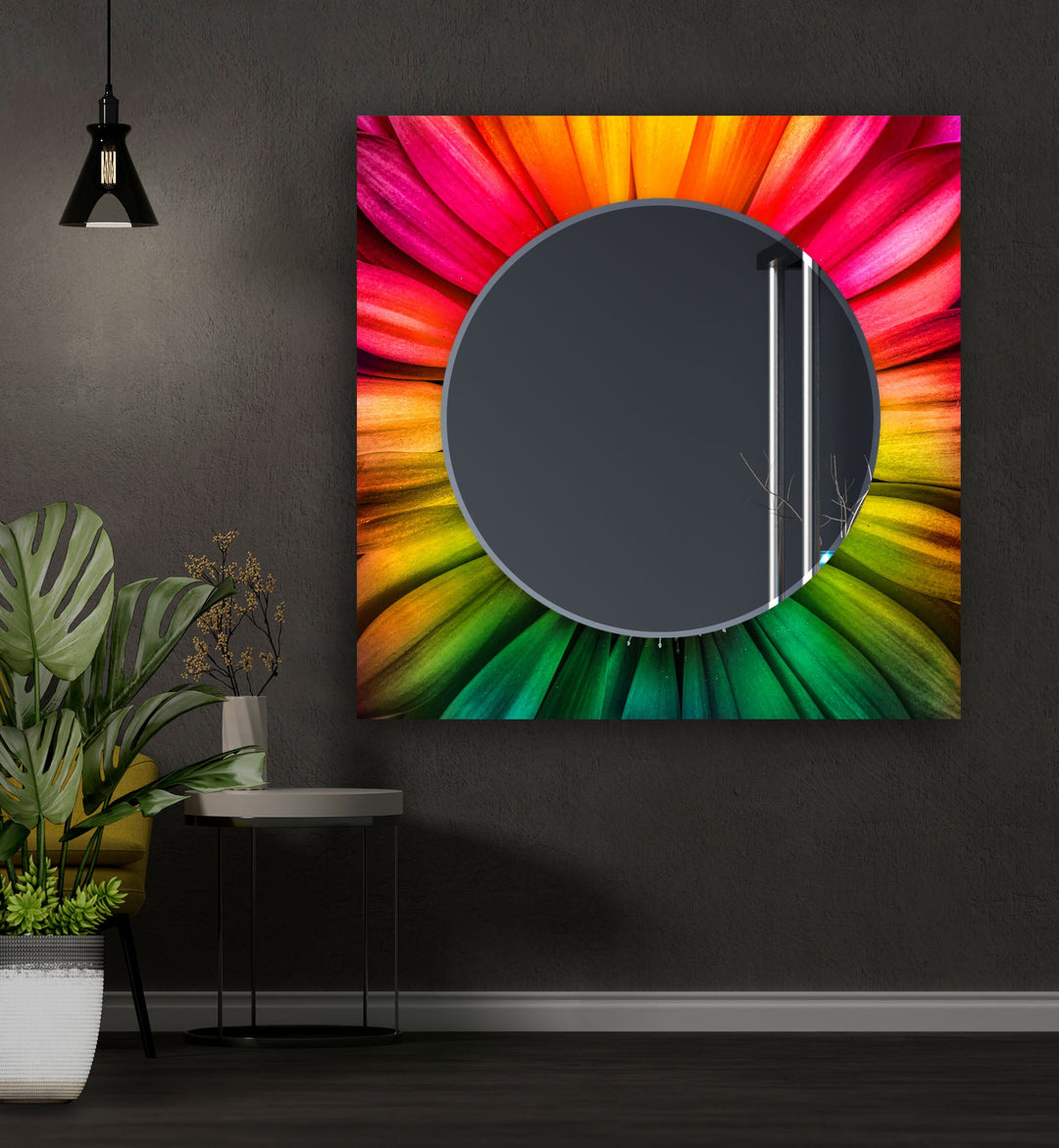 Colorful Daisy Leaves Wall Mirror Small Wall Mirror
