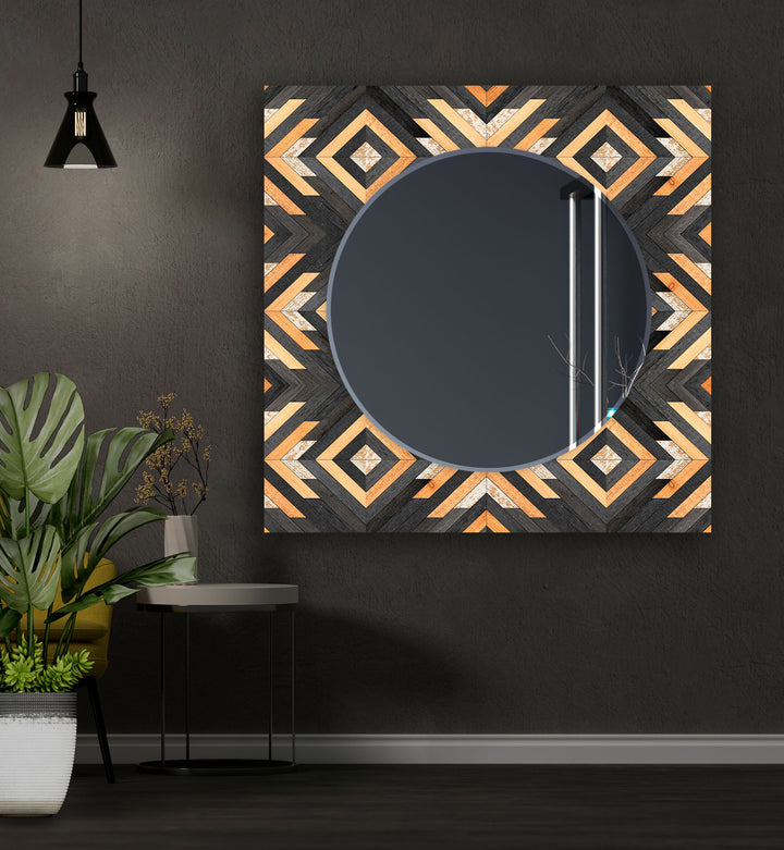 Wood Design Black Orange Wall Mirror led mirrors
