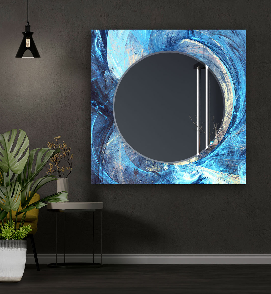 Light Blue Abstract Wall Mirrors Bathroom Mirror
