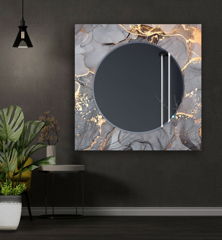 Gray Golden Details Wall Mirrors Wood Mirror
