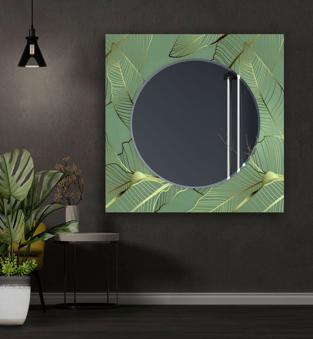 Green Golden Leafs Wall Mirror Bedroom Mirror
