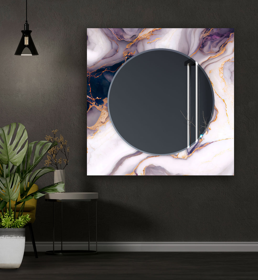 Vibrant Purple And Gold Abstract Wall Mirror Black Wall Mirror
